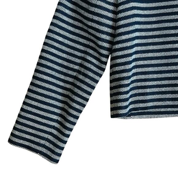 J. Crew Women’s Sz 8 Blue Stripe Blazer Jacket Tweed Zip Front Cropped - Picture 10 of 13